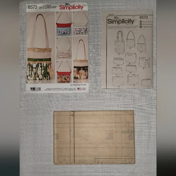 Simplicity 8572 Tote Bags In 2 Sizes And Changable Covers Sewing Pattern - Picture 2 of 6